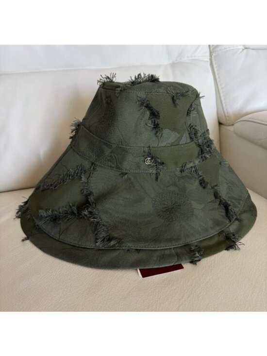 NWT GUCCI Green Double G Distressed Bucket Hat $990 Sz M